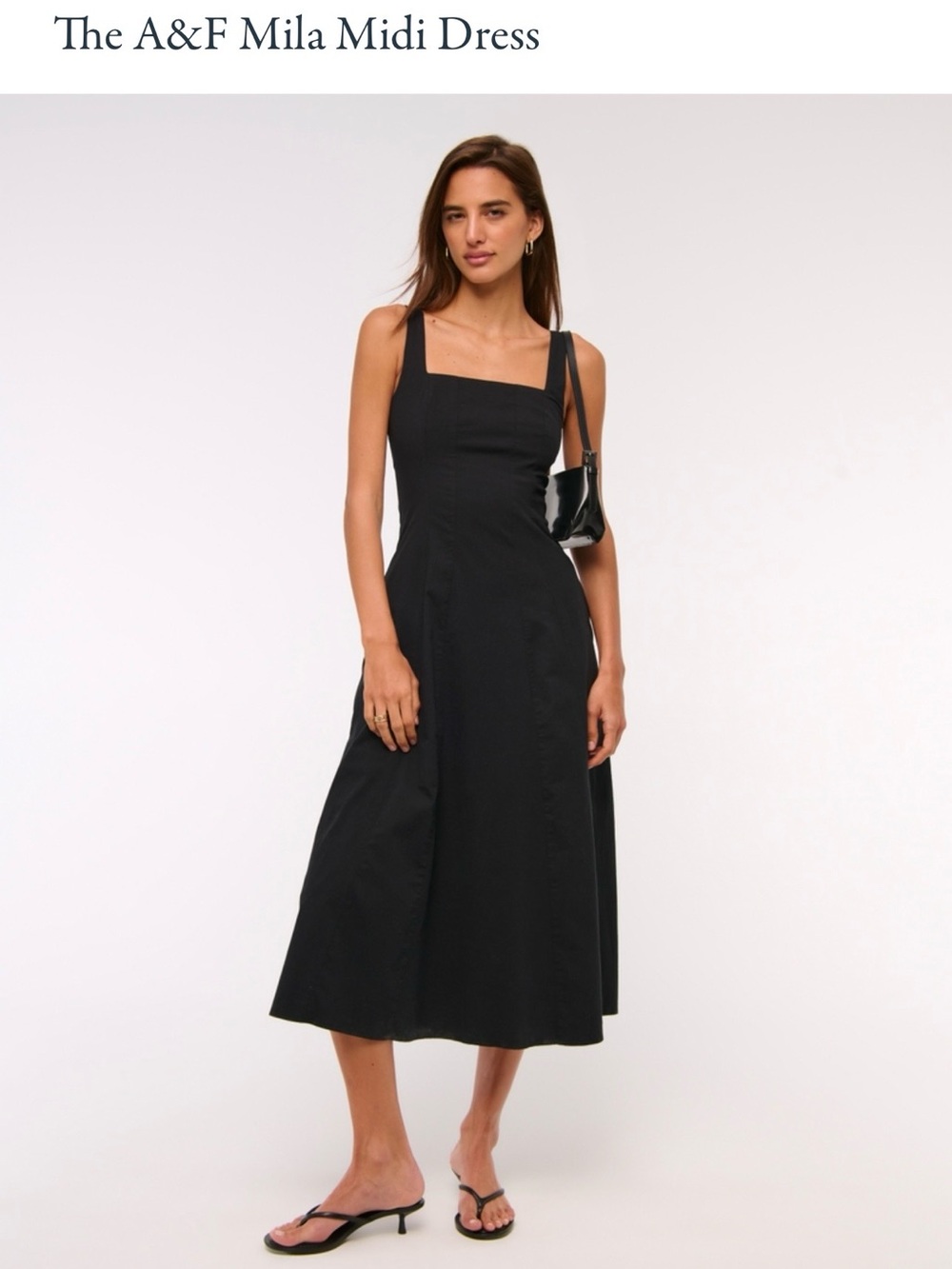 Abercrombie & Fitch Black Square-Neck Midi Dress XXL
